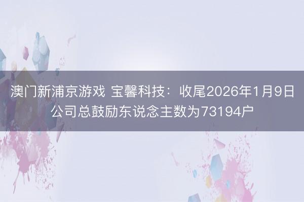 澳门新浦京游戏 宝馨科技:收尾2026年1月9日公司总鼓励东说念主数为73194户