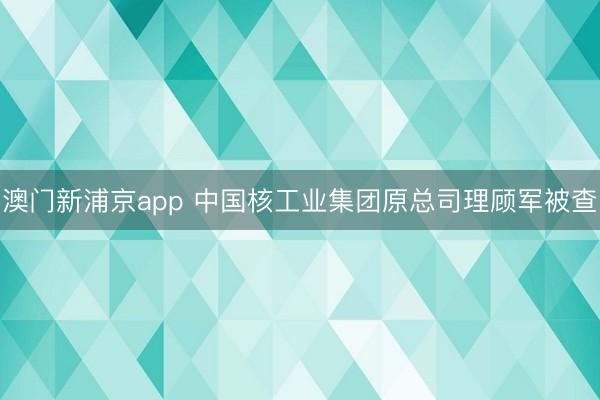 澳门新浦京app 中国核工业集团原总司理顾军被查