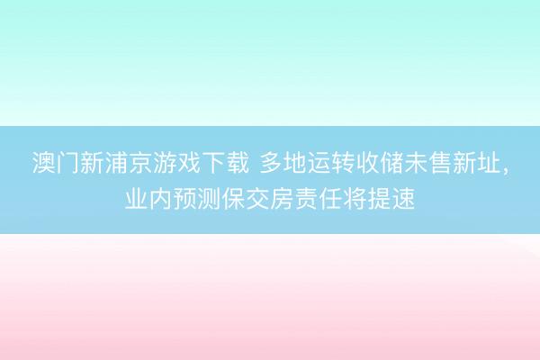 澳门新浦京游戏下载 多地运转收储未售新址,业内预测保交房责任将提速