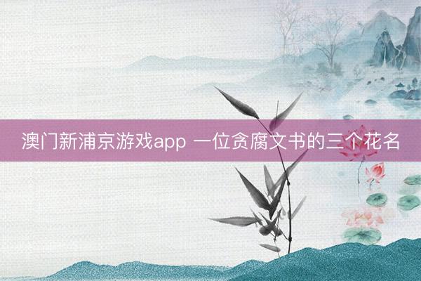 澳门新浦京游戏app 一位贪腐文书的三个花名