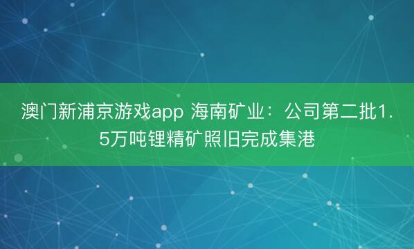 澳门新浦京游戏app 海南矿业：公司第二批1.5万吨锂精矿照旧完成集港