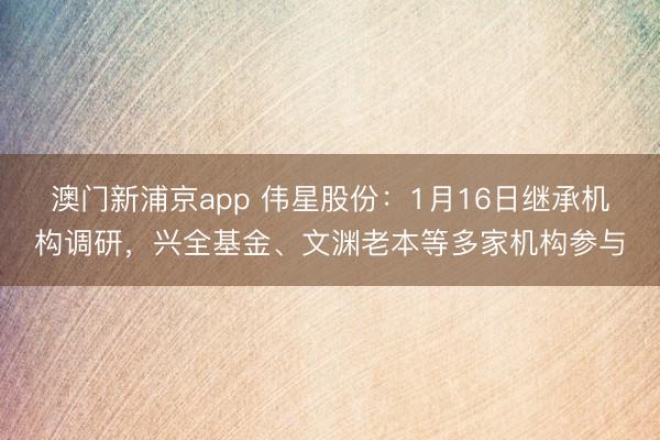 澳门新浦京app 伟星股份：1月16日继承机构调研，兴全基金、文渊老本等多家机构参与