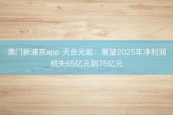 澳门新浦京app 天合光能:展望2025年净利润损失65亿元到75亿元