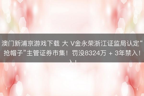 澳门新浦京游戏下载 大 V金永荣浙江证监局认定“抢帽子”主管证券市集!罚没8324万 + 3年禁入!