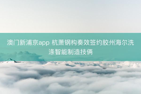 澳门新浦京app 杭萧钢构奏效签约胶州海尔洗涤智能制造技俩