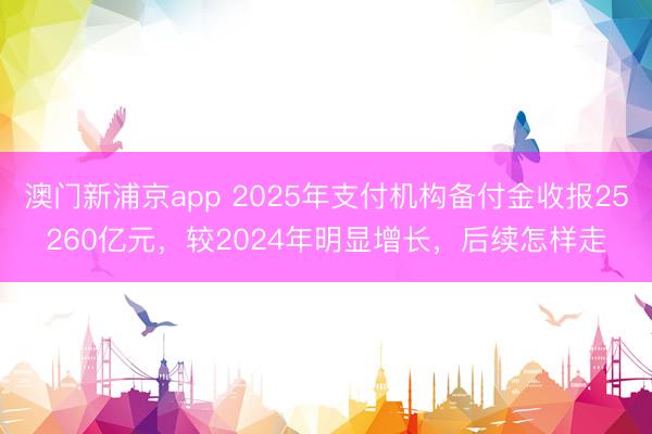 澳门新浦京app 2025年支付机构备付金收报25260亿元，较2024年明显增长，后续怎样走