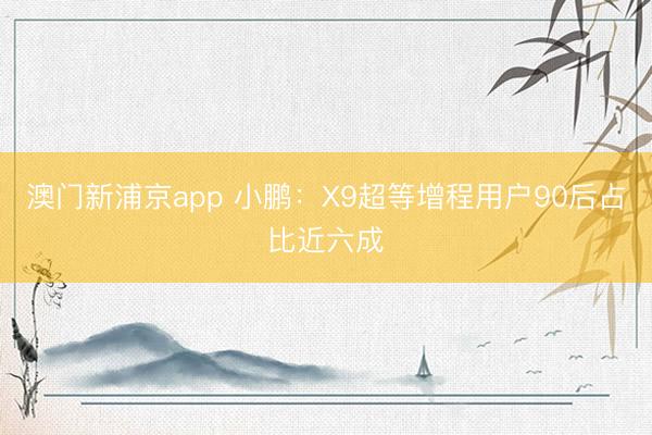 澳门新浦京app 小鹏:X9超等增程用户90后占比近六成