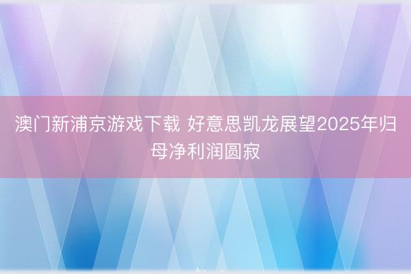澳门新浦京游戏下载 好意思凯龙展望2025年归母净利润圆寂