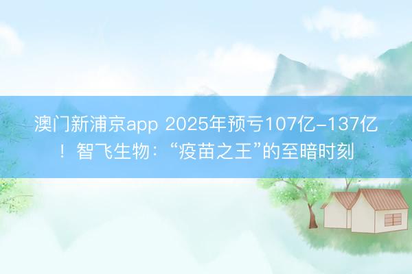 澳门新浦京app 2025年预亏107亿-137亿！智飞生物：“疫苗之王”的至暗时刻