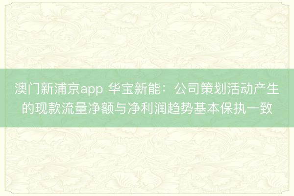 澳门新浦京app 华宝新能:公司策划活动产生的现款流量净额与净利润趋势基本保执一致