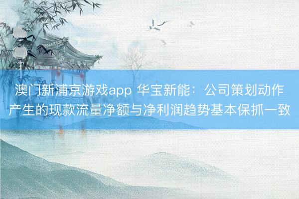 澳门新浦京游戏app 华宝新能：公司策划动作产生的现款流量净额与净利润趋势基本保抓一致