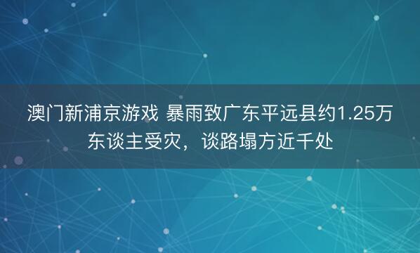 澳门新浦京游戏 暴雨致广东平远县约1.25万东谈主受灾，谈路塌方近千处