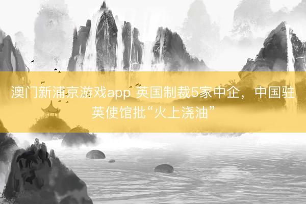 澳门新浦京游戏app 英国制裁5家中企，中国驻英使馆批“火上浇油”