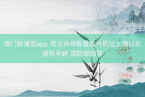 澳门新浦京app 荷兰舟师舰载直升机位上海以东侵权寻衅 国防部回答