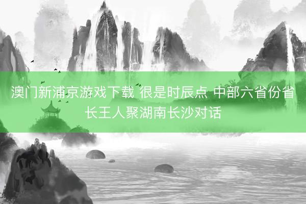 澳门新浦京游戏下载 很是时辰点 中部六省份省长王人聚湖南长沙对话