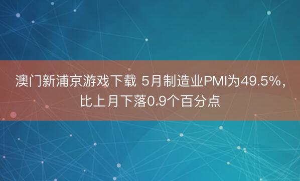 澳门新浦京游戏下载 5月制造业PMI为49.5%，比上月下落0.9个百分点