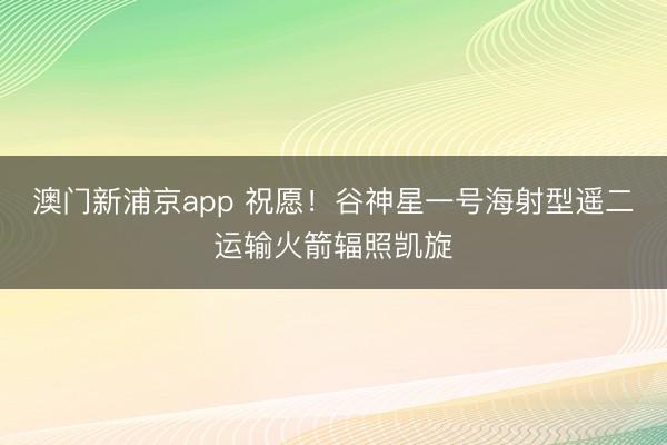 澳门新浦京app 祝愿！谷神星一号海射型遥二运输火箭辐照凯旋