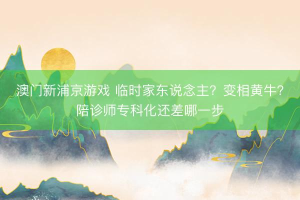 澳门新浦京游戏 临时家东说念主？变相黄牛？陪诊师专科化还差哪一步