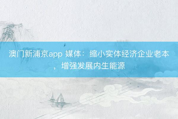 澳门新浦京app 媒体：缩小实体经济企业老本，增强发展内生能源