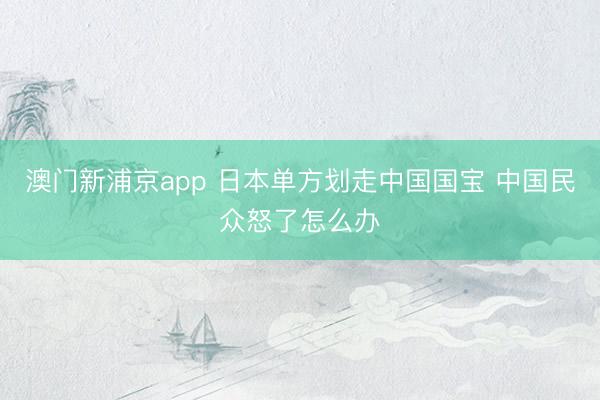 澳门新浦京app 日本单方划走中国国宝 中国民众怒了怎么办