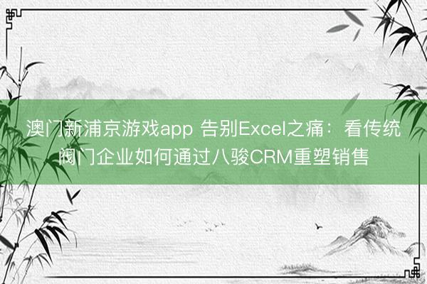 澳门新浦京游戏app 告别Excel之痛：看传统阀门企业如何通过八骏CRM重塑销售