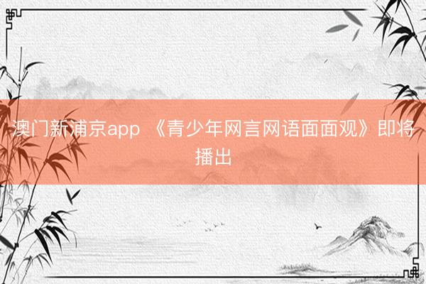 澳门新浦京app 《青少年网言网语面面观》即将播出