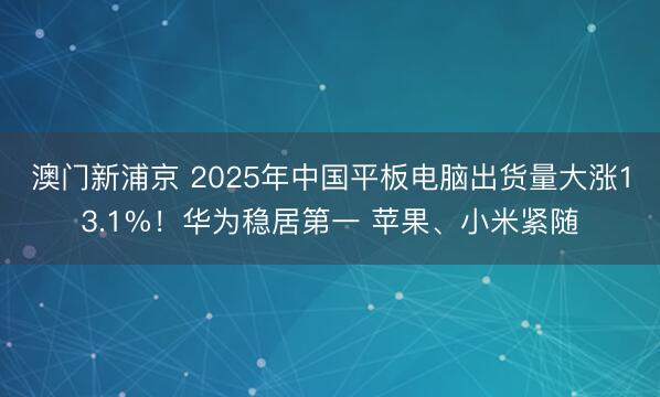 澳门新浦京 2025年中国平板电脑出货量大涨13.1%！华为稳居第一 苹果、小米紧随