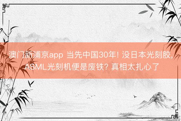 澳门新浦京app 当先中国30年! 没日本光刻胶， ASML光刻机便是废铁? 真相太扎心了