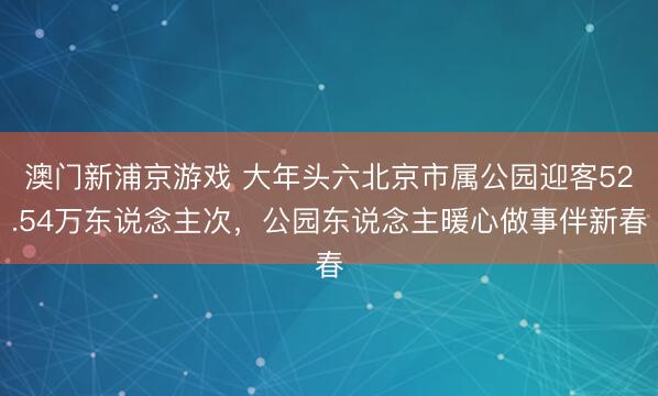 澳门新浦京游戏 大年头六北京市属公园迎客52.54万东说念主次，公园东说念主暖心做事伴新春