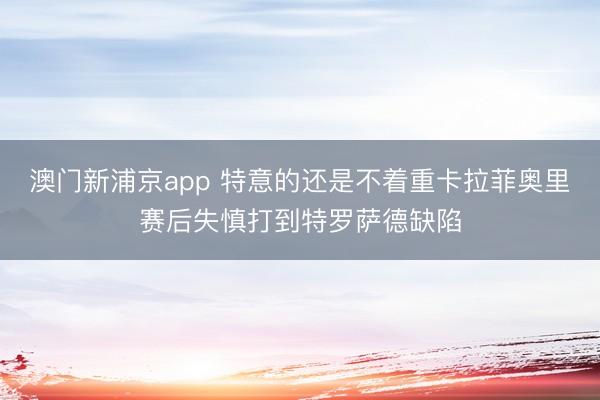 澳门新浦京app 特意的还是不着重卡拉菲奥里赛后失慎打到特罗萨德缺陷