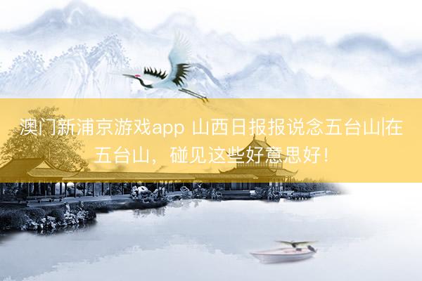 澳门新浦京游戏app 山西日报报说念五台山|在五台山,碰见这些好意思好!