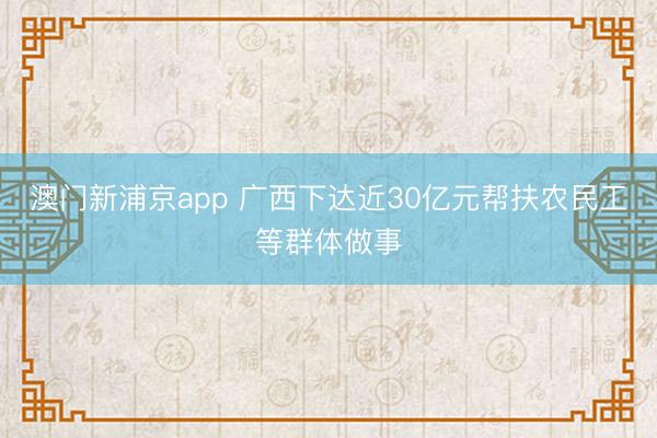 澳门新浦京app 广西下达近30亿元帮扶农民工等群体做事