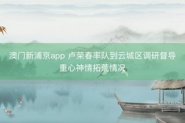 澳门新浦京app 卢荣春率队到云城区调研督导重心神情拓荒情况