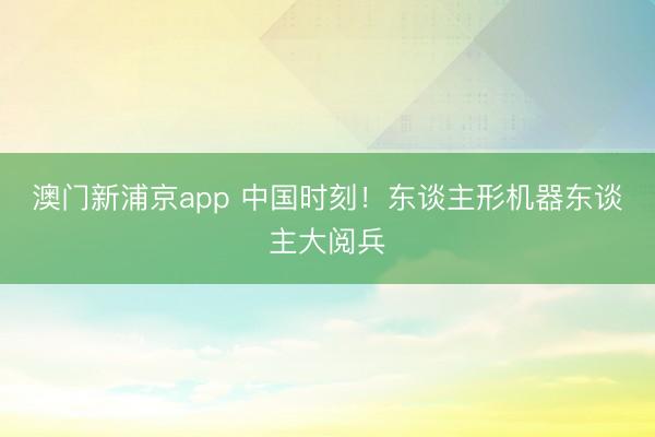 澳门新浦京app 中国时刻！东谈主形机器东谈主大阅兵