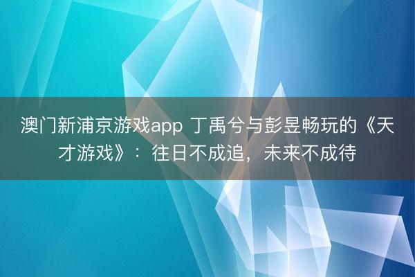 澳门新浦京游戏app 丁禹兮与彭昱畅玩的《天才游戏》：往日不成追，未来不成待