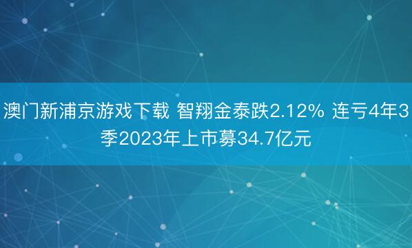 澳门新浦京游戏下载 智翔金泰跌2.12% 连亏4年3季2023年上市募34.7亿元