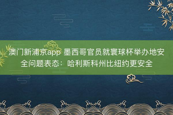 澳门新浦京app 墨西哥官员就寰球杯举办地安全问题表态：哈利斯科州比纽约更安全