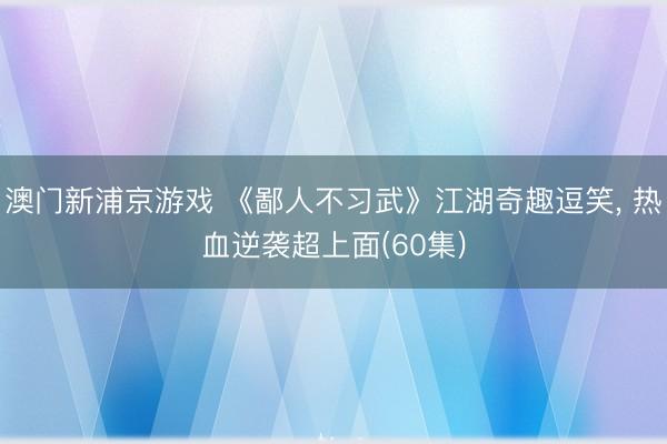 澳门新浦京游戏 《鄙人不习武》江湖奇趣逗笑, 热血逆袭超上面(60集)