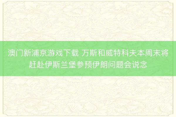 澳门新浦京游戏下载 万斯和威特科夫本周末将赶赴伊斯兰堡参预伊朗问题会说念