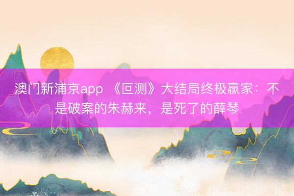 澳门新浦京app 《叵测》大结局终极赢家:不是破案的朱赫来,是死了的薛琴