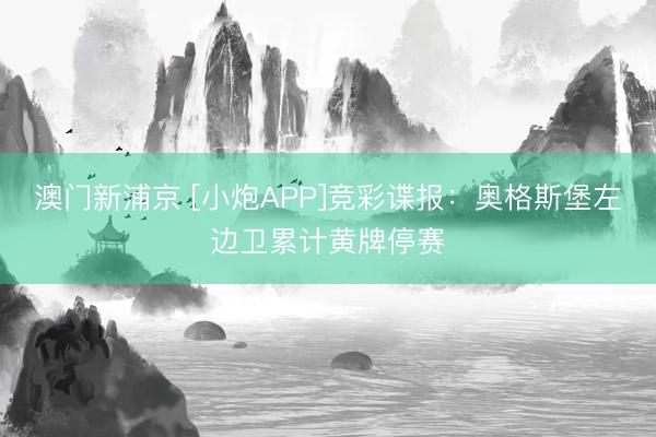 澳门新浦京 [小炮APP]竞彩谍报：奥格斯堡左边卫累计黄牌停赛