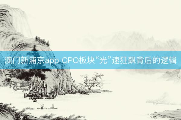 澳门新浦京app CPO板块“光”速狂飙背后的逻辑