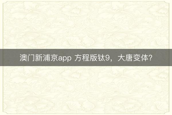 澳门新浦京app 方程版钛9,大唐变体?