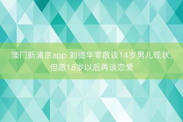 澳门新浦京app 刘德华零散谈14岁男儿现状，但愿18岁以后再谈恋爱