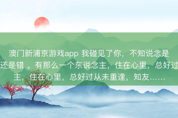 澳门新浦京游戏app 我碰见了你，不知说念是对是错，不管它是对还是错 。有那么一个东说念主，住在心里，总好过从未重逢，知友……
