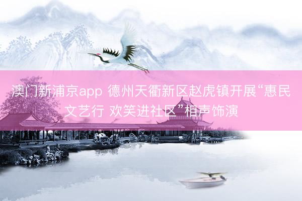 澳门新浦京app 德州天衢新区赵虎镇开展“惠民文艺行 欢笑进社区”相声饰演