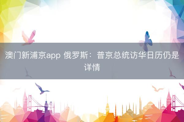 澳门新浦京app 俄罗斯：普京总统访华日历仍是详情