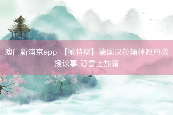 澳门新浦京app 【微特稿】德国汉莎输掉政府救援讼事 恐雪上加霜
