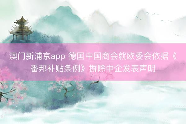 澳门新浦京app 德国中国商会就欧委会依据《番邦补贴条例》摒除中企发表声明