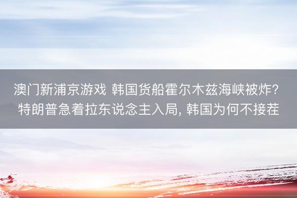 澳门新浦京游戏 韩国货船霍尔木兹海峡被炸? 特朗普急着拉东说念主入局， 韩国为何不接茬